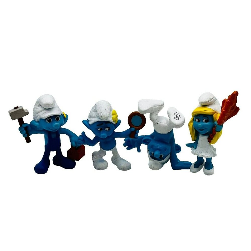 Smurfs McDonalds Happy Meal 2013 Peyo Figures Lot Vanity Smurfette Handy‎ Hefty
